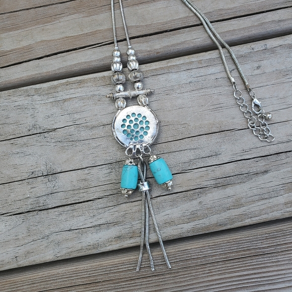 Apache Style Turquoise Boho Dangle Necklace - Picture 5 of 6
